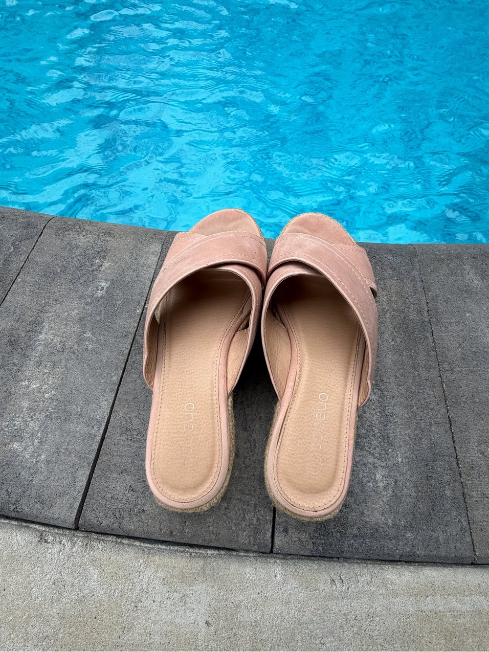SOBEYO Dusty Pink Crisscross Espadrille Platform Slides